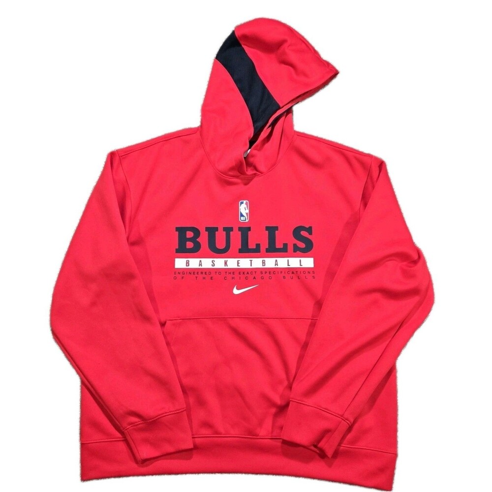 Nike Chicago Bulls NBA Dri-FIT Pullover Hoodie Mens Large Red